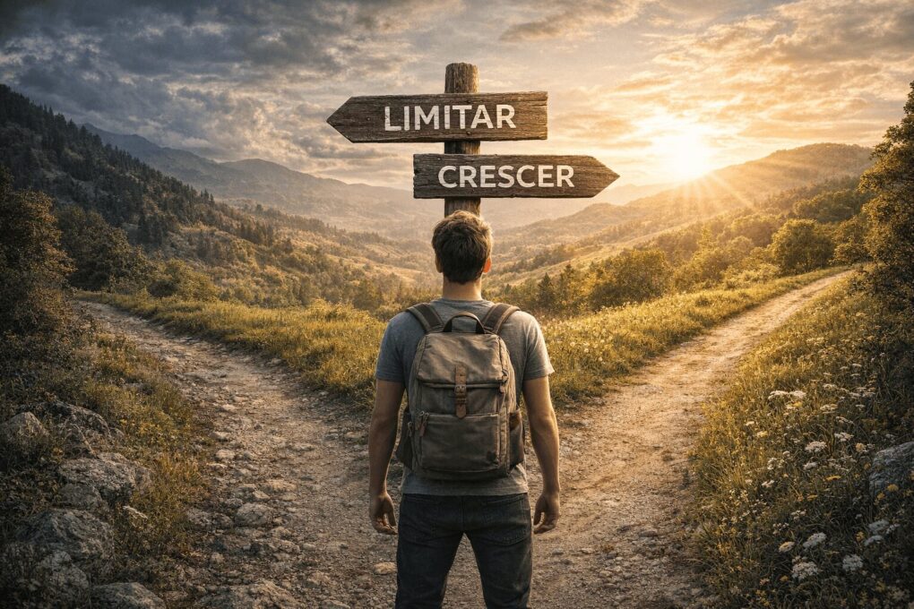 crença limitante versus crescimento pessoal escolha