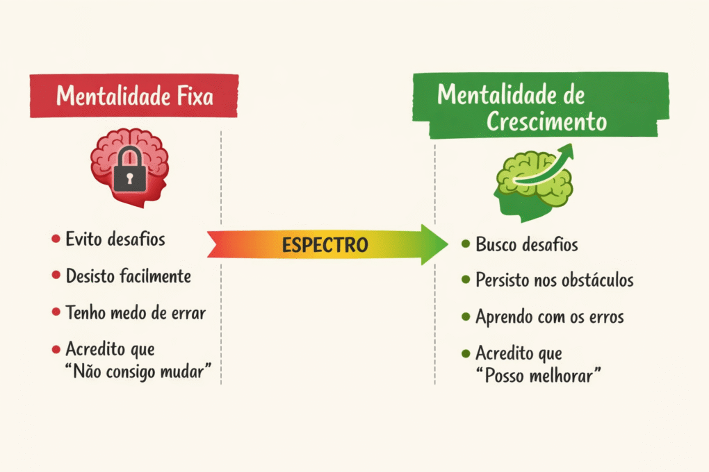 espectro mentalidade fixa crescimento diagrama comportamentos