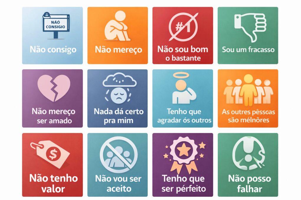 exemplos crenças limitantes infográfico 12 tipos